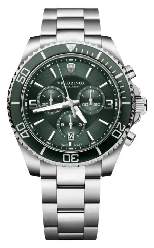 Victorinox Swiss Army Maverick Chronograph Edelstahl Grünes Zifferblatt Datum Quarz Herrenuhr 241946 Victorinox Swiss Army Uhren